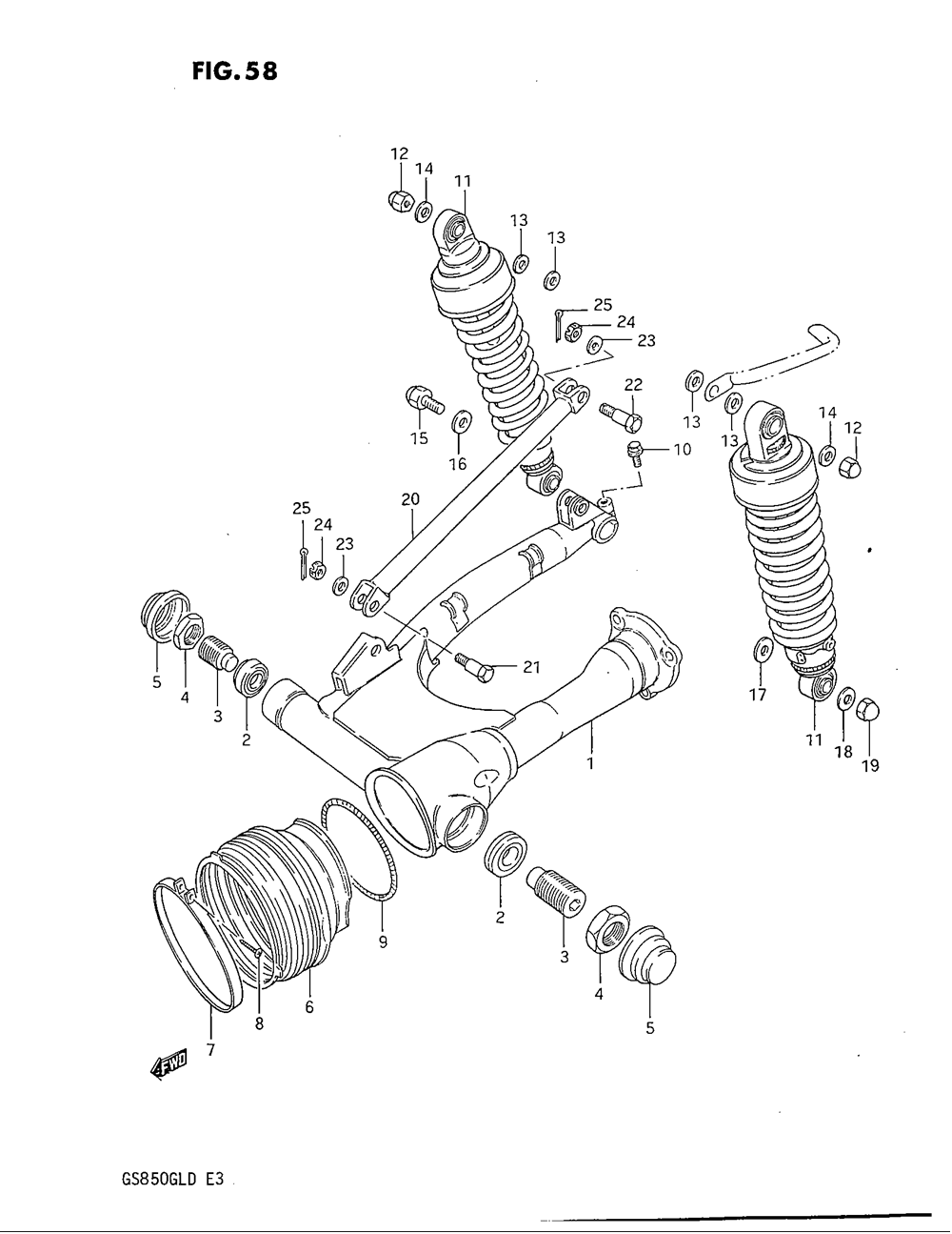 Rear swinging arm (model d)