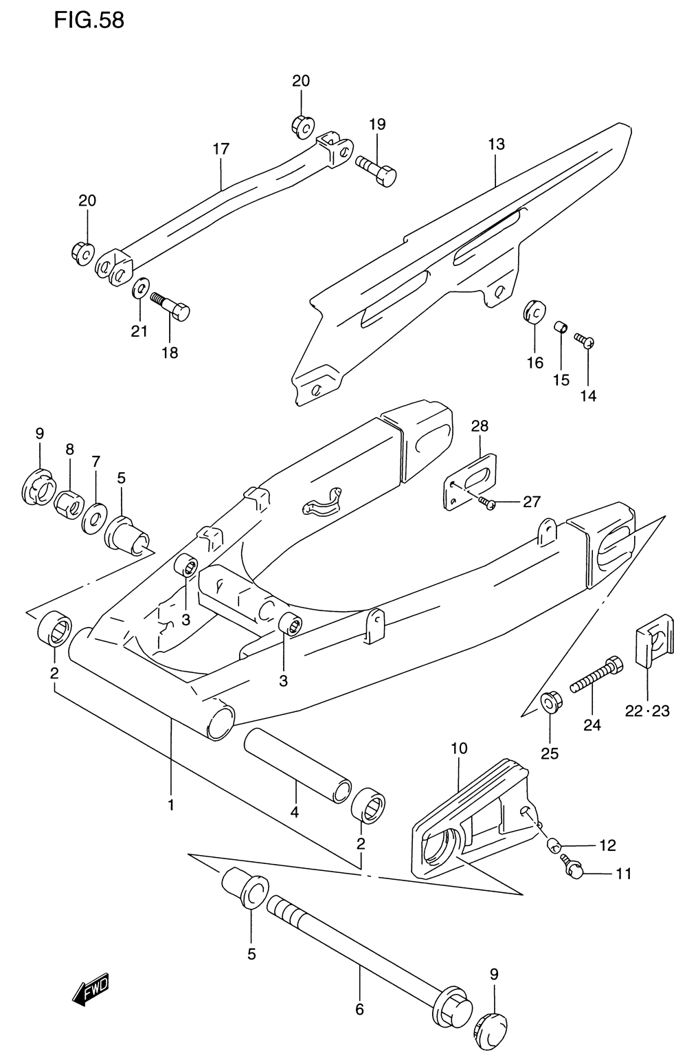 Rear swinging arm (gsf1200sv_sw_sx_sy)