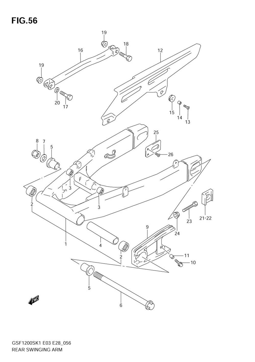 Rear swinging arm