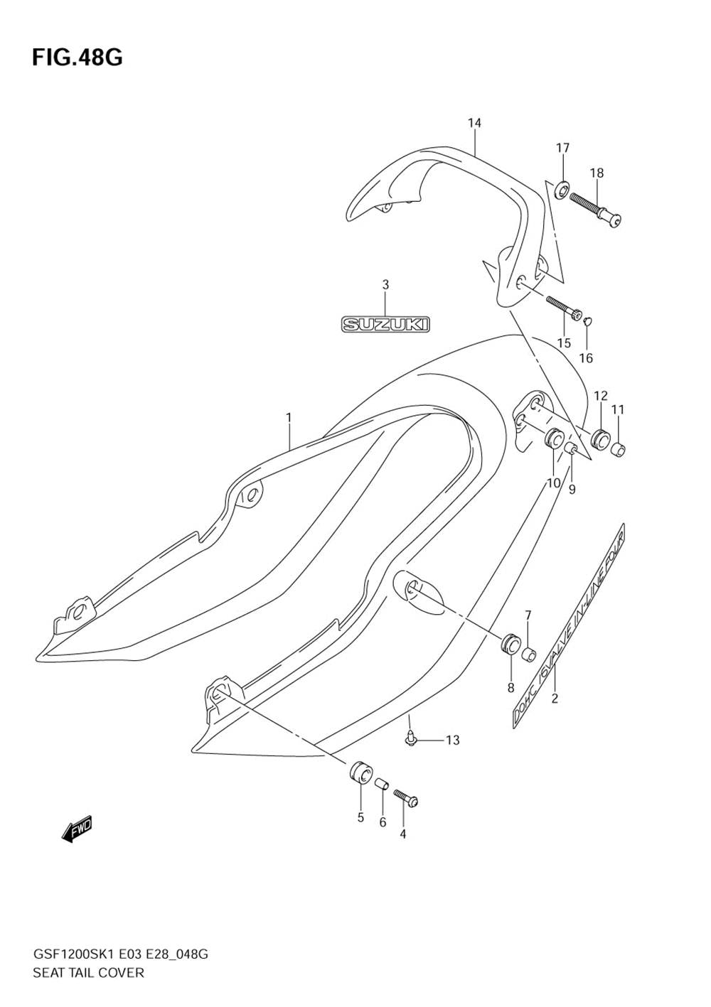 Seat tail cover (gsf1200sk5)