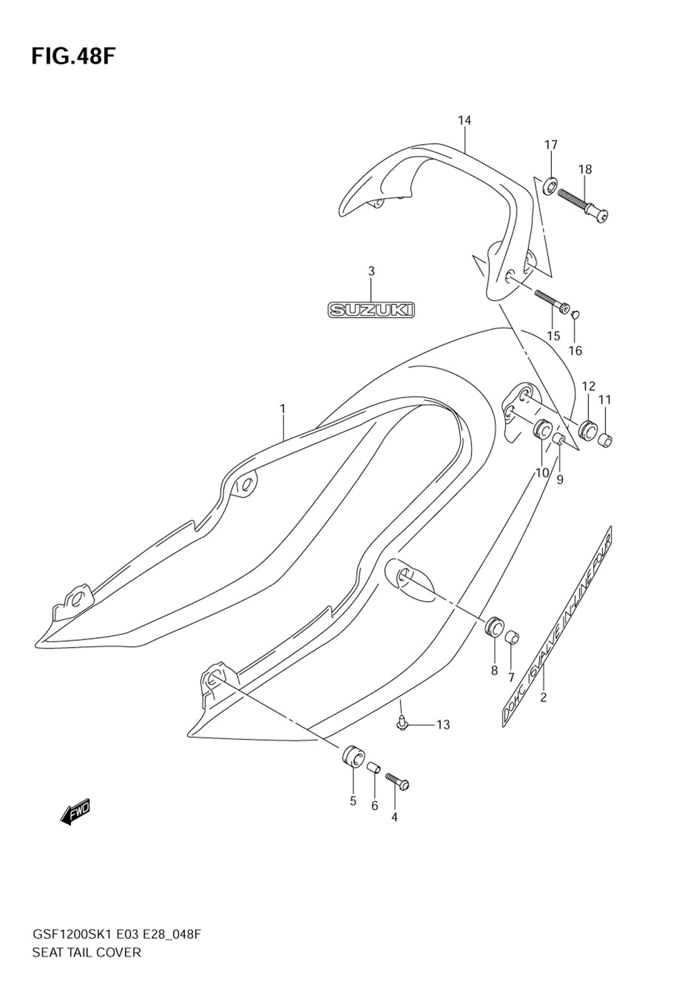 Seat tail cover (gsf1200sk4)