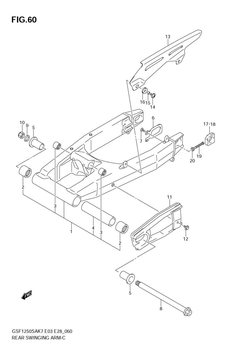 Rear swinging arm