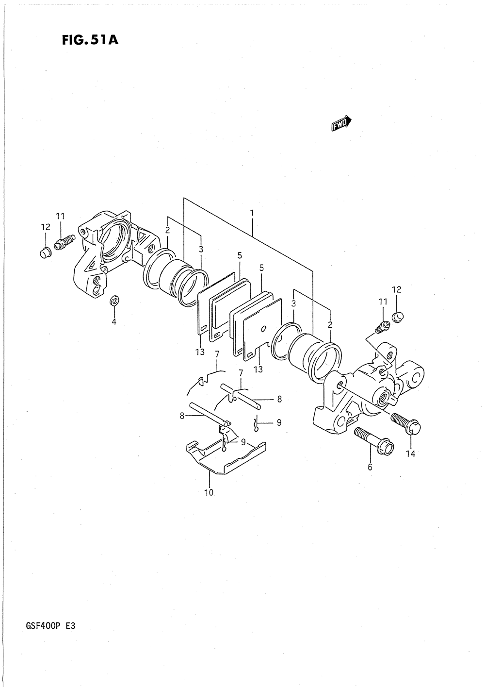 Rear caliper (model p)