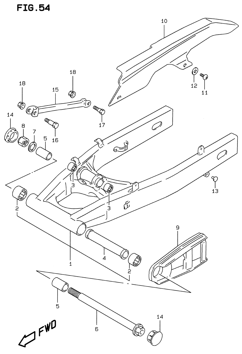 Rear swinging arm