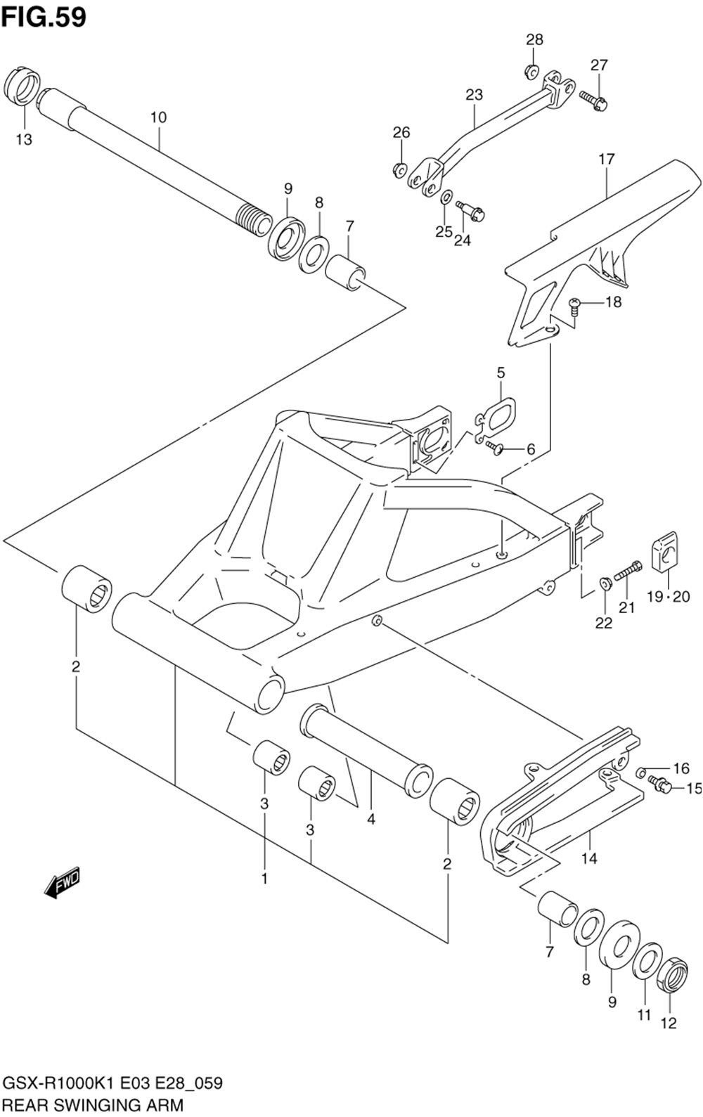 Rear swinging arm