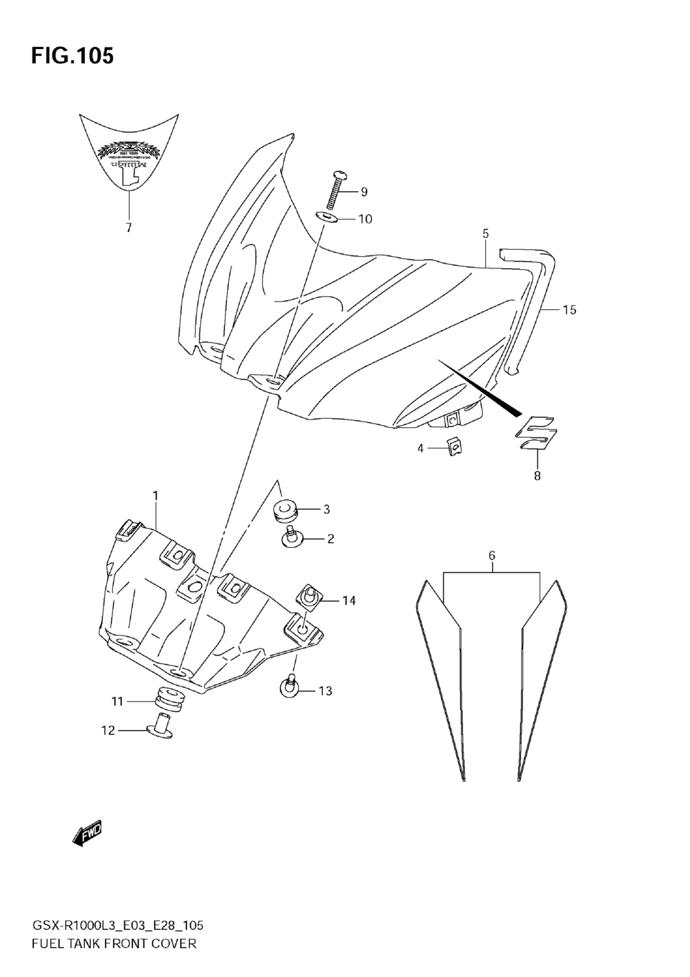 Fuel tank front cover (gsx-r1000zl3 e03)