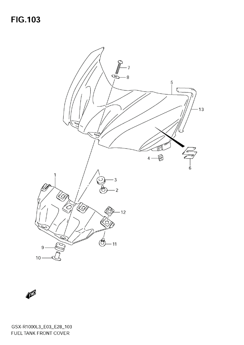 Fuel tank front cover (gsx-r1000l3 e28)