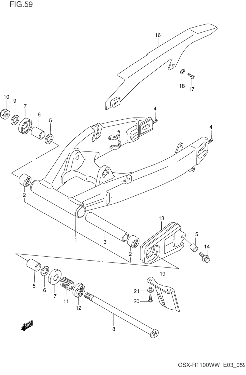 Rear swinging arm (model p_r)