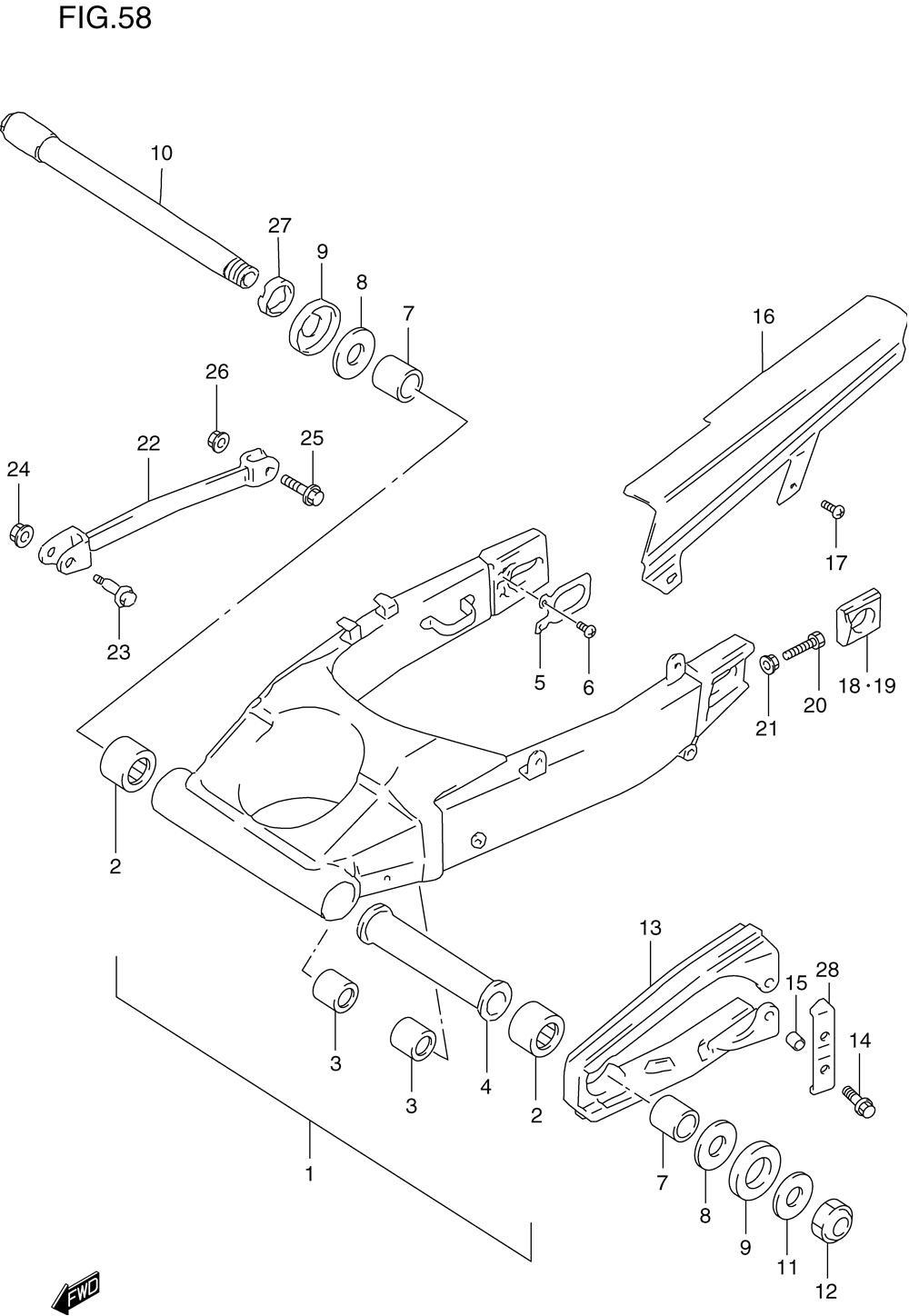 Rear swinging arm