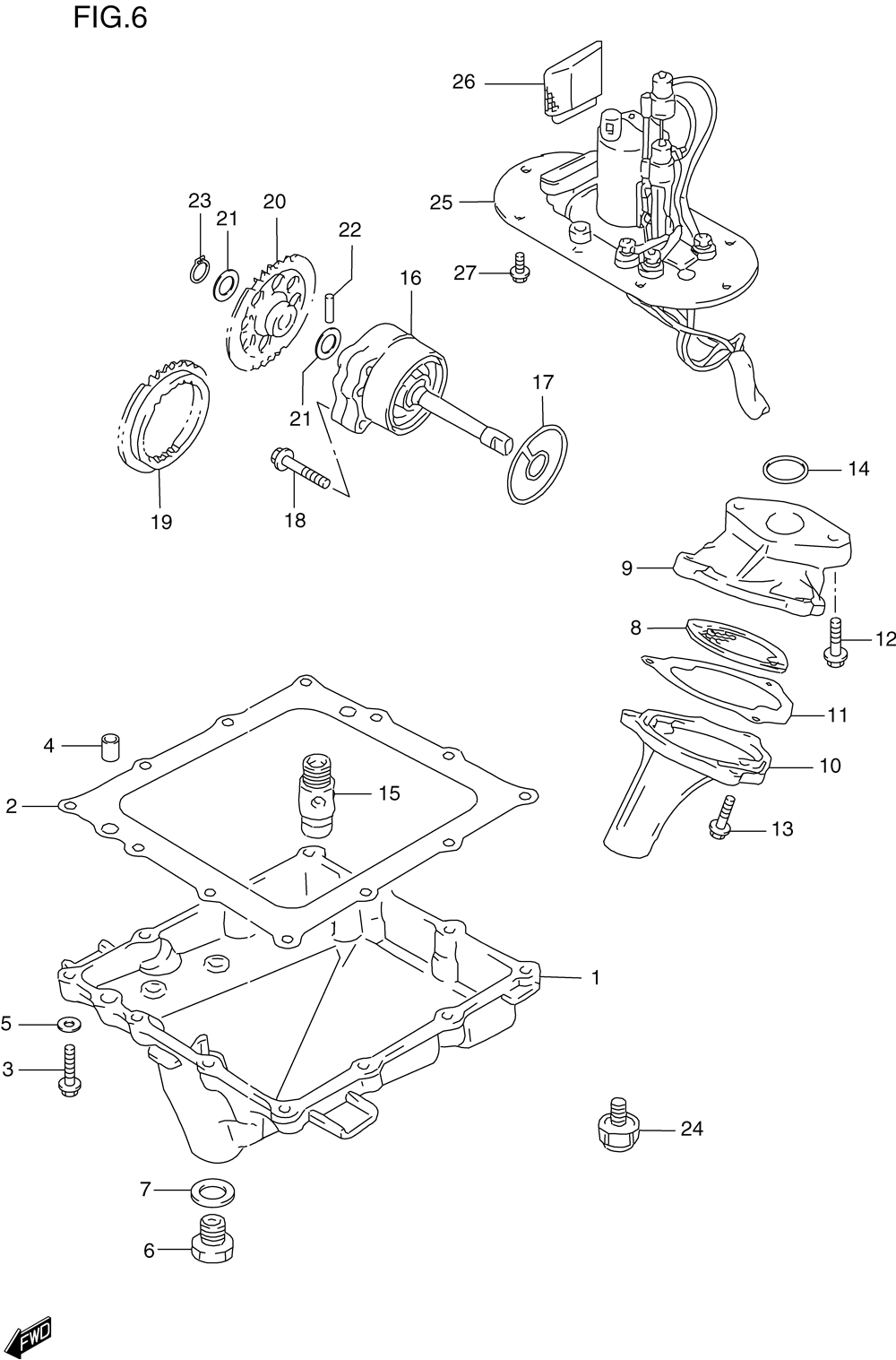 Oil pan - oil pump - fuel pump