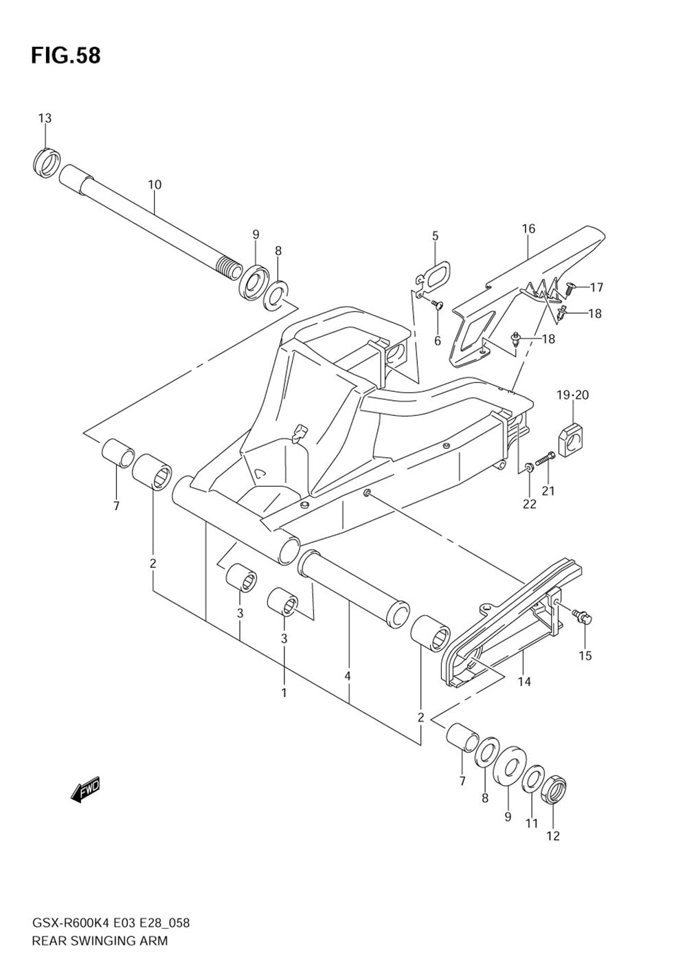 Rear swinging arm