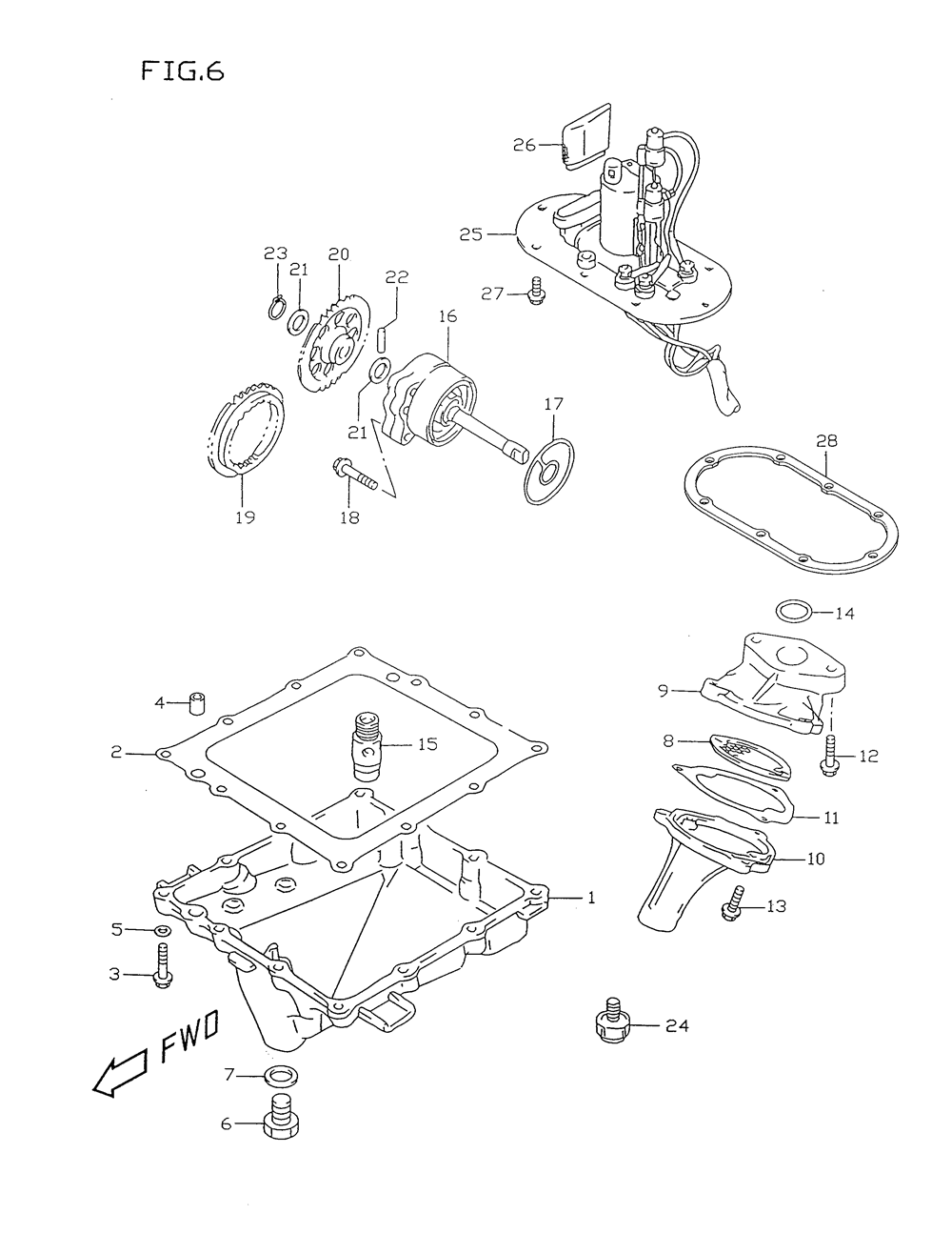 Oil pan - oil pump - fuel pump (model t_v)