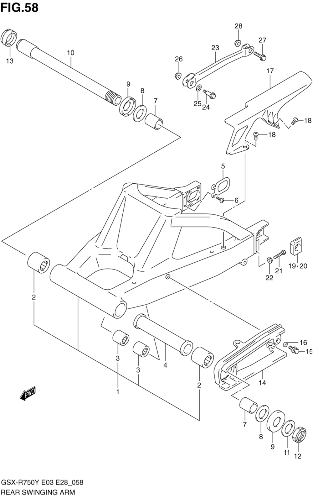 Rear swinging arm (model y_k1)