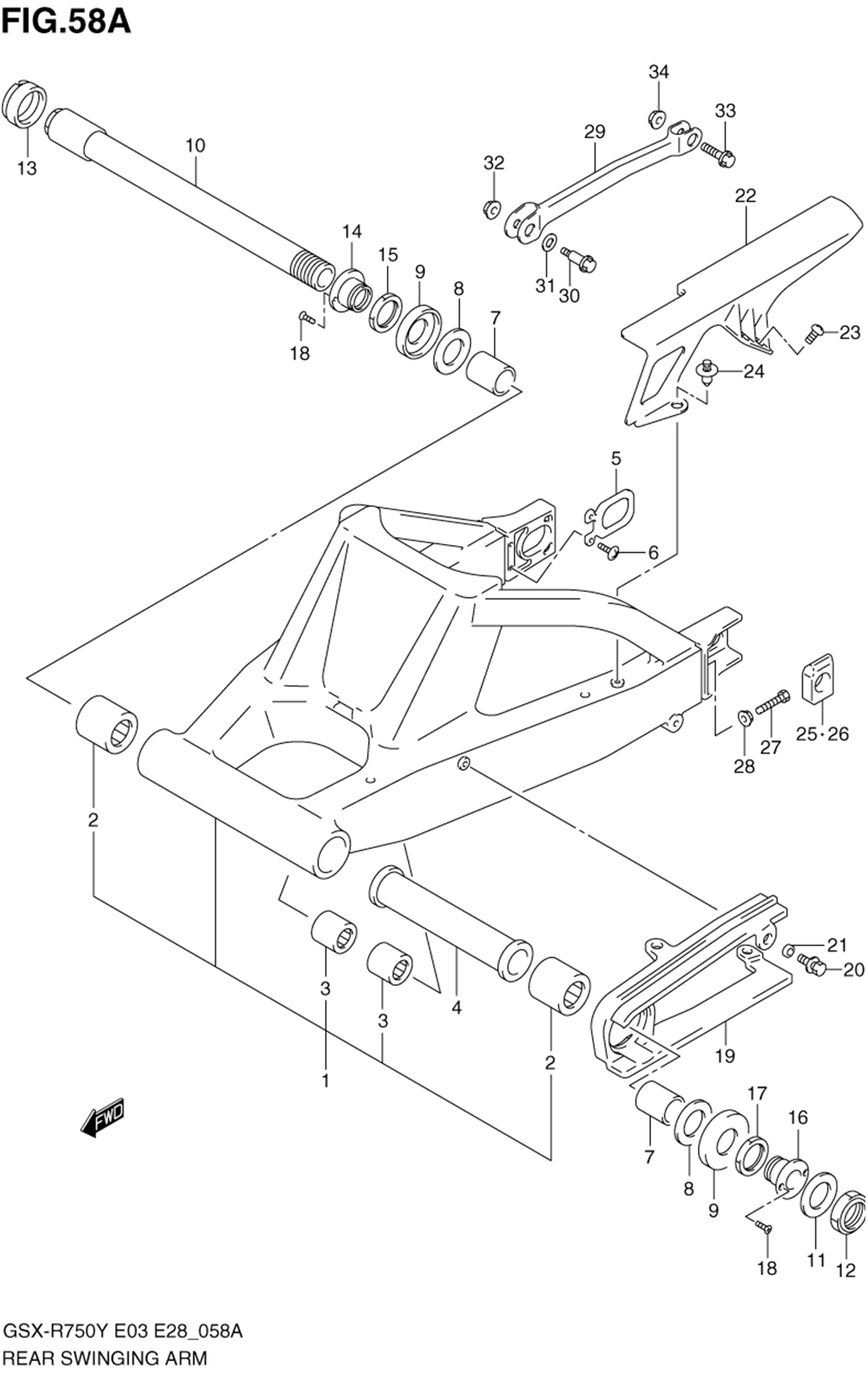 Rear swinging arm (model k2_k3)