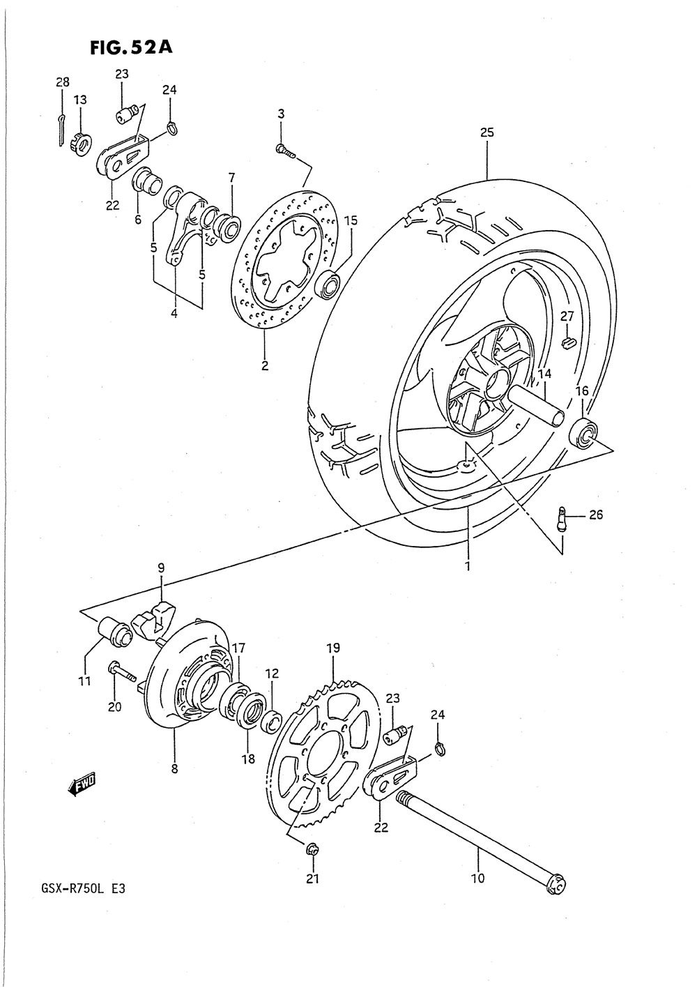 Rear wheel (model l)