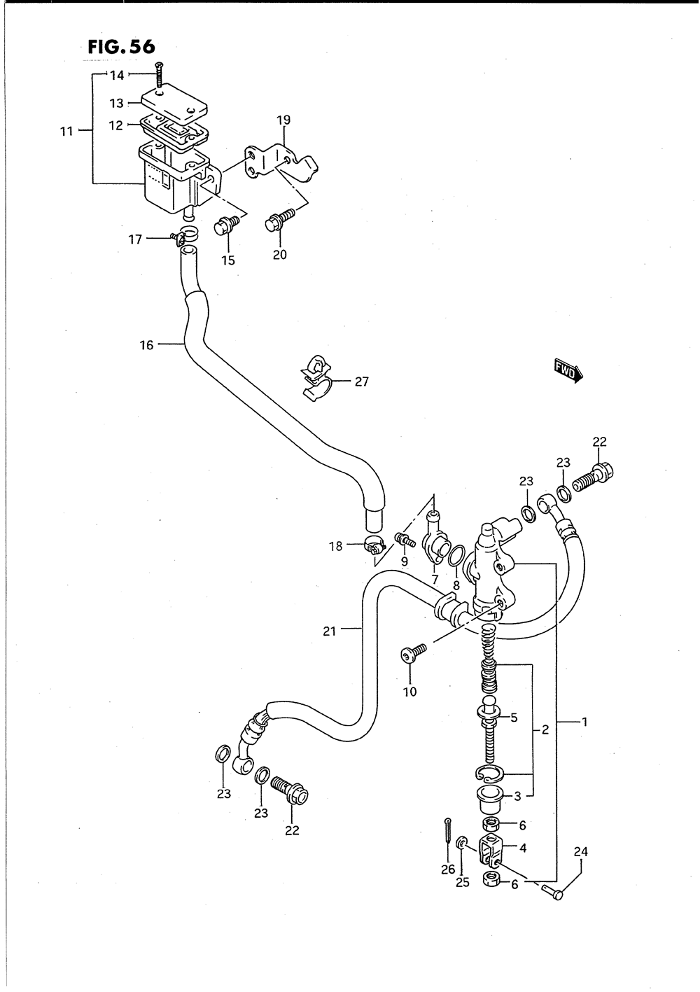 Rear master cylinder (model p)