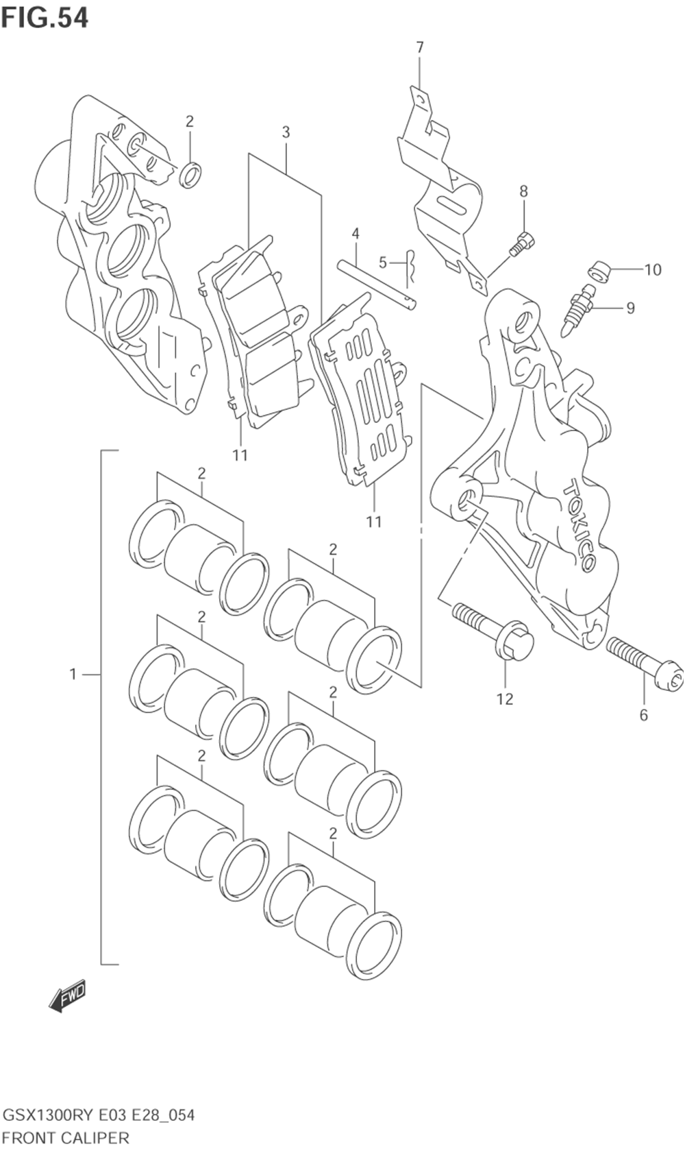 Front calipers (model x_y_k1_k2)