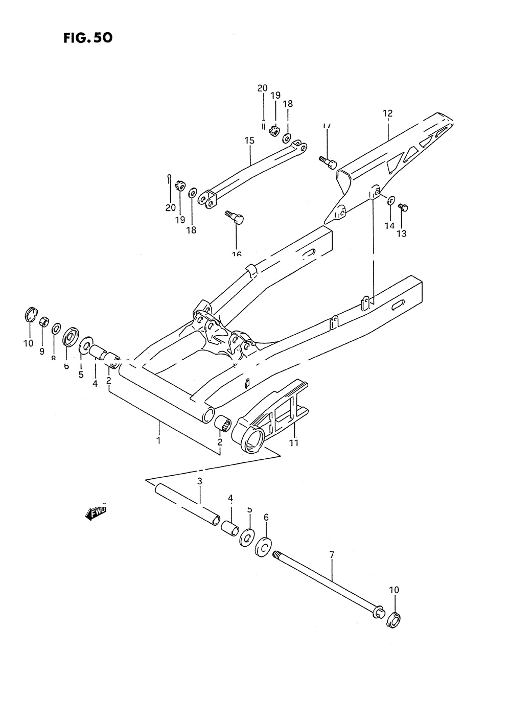 Rear swinging arm