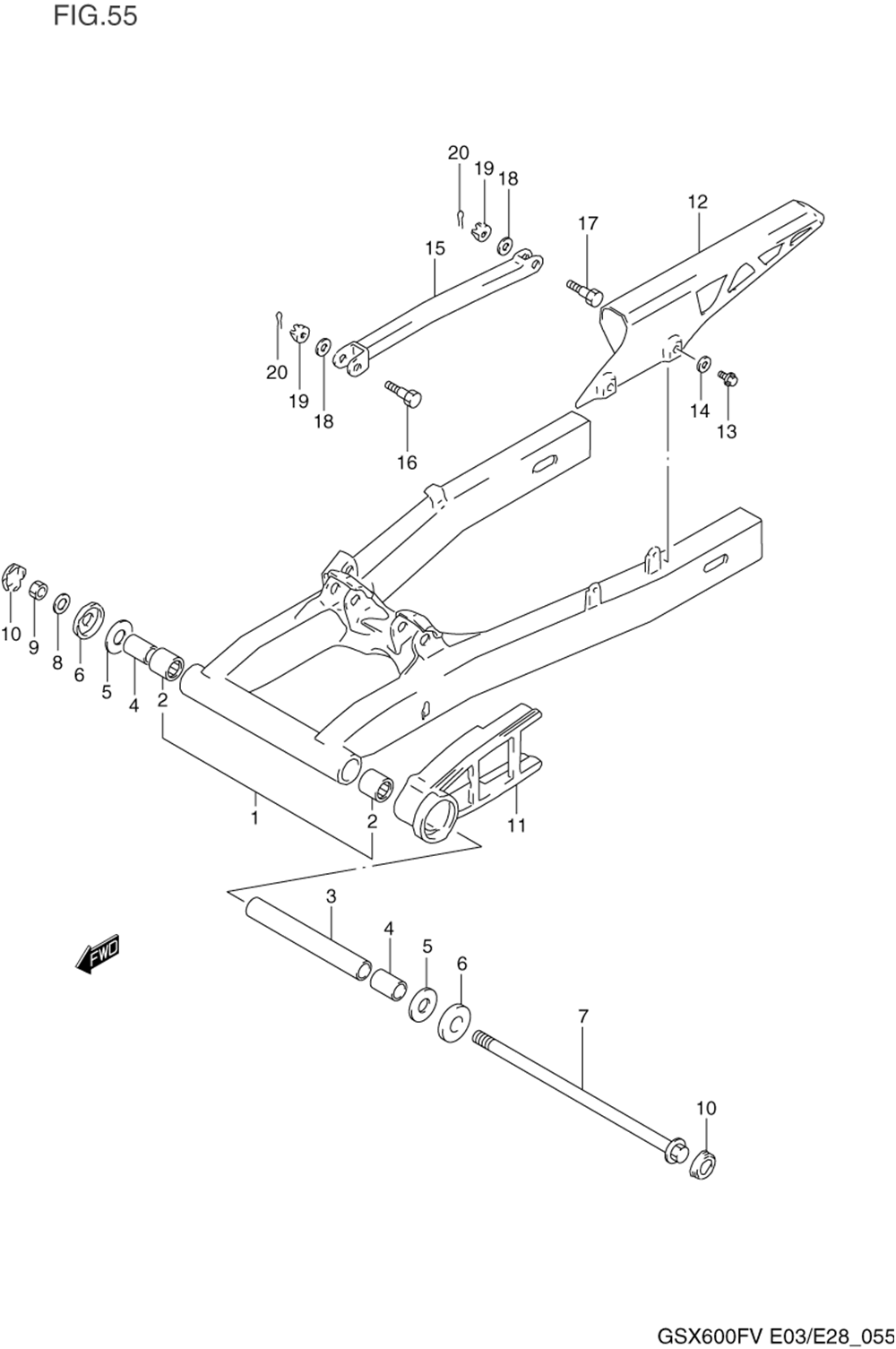 Rear swinging arm