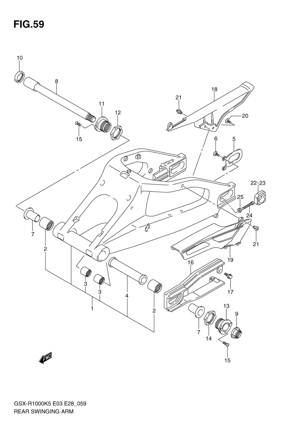 Rear swinging arm