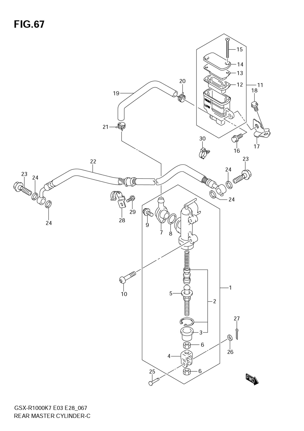 Rear master cylinder