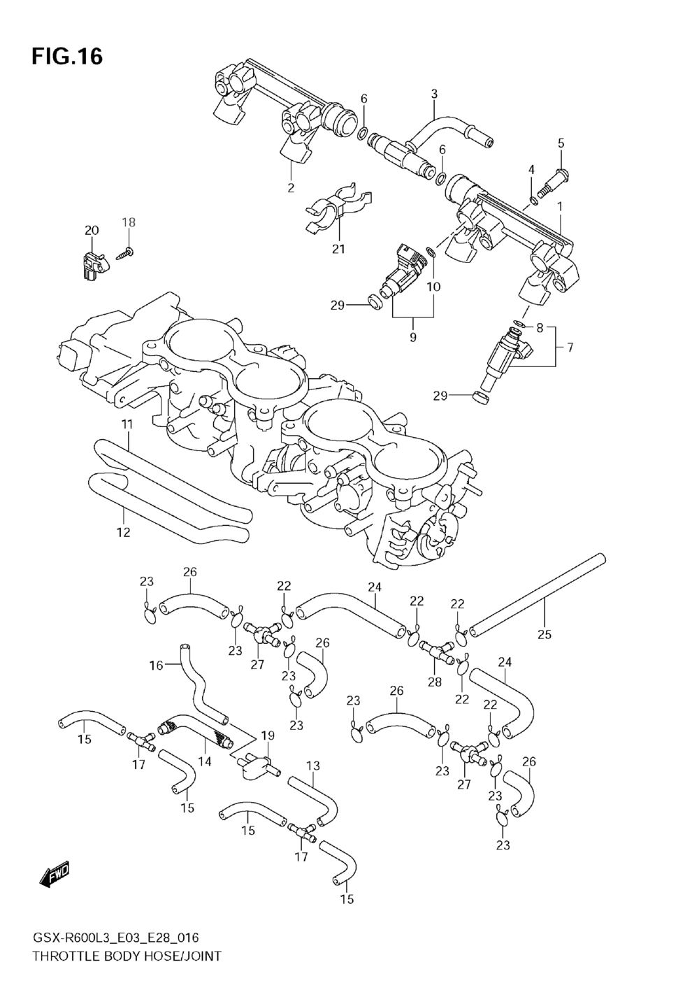 Throttle body hose_joint (gsx-r600l3 e33)