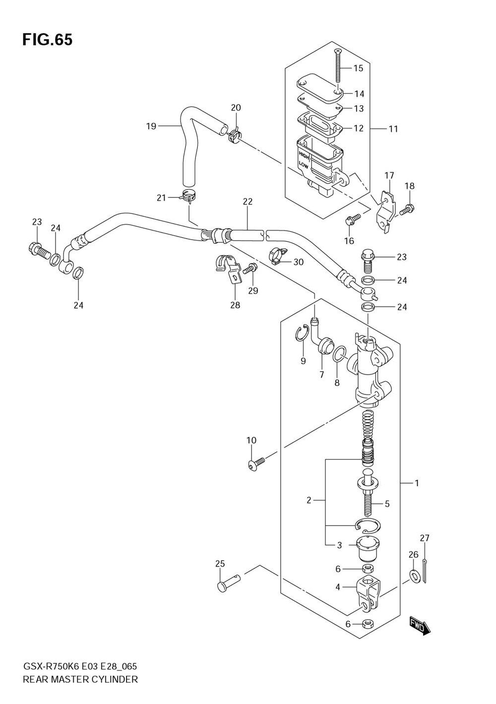 Rear master cylinder