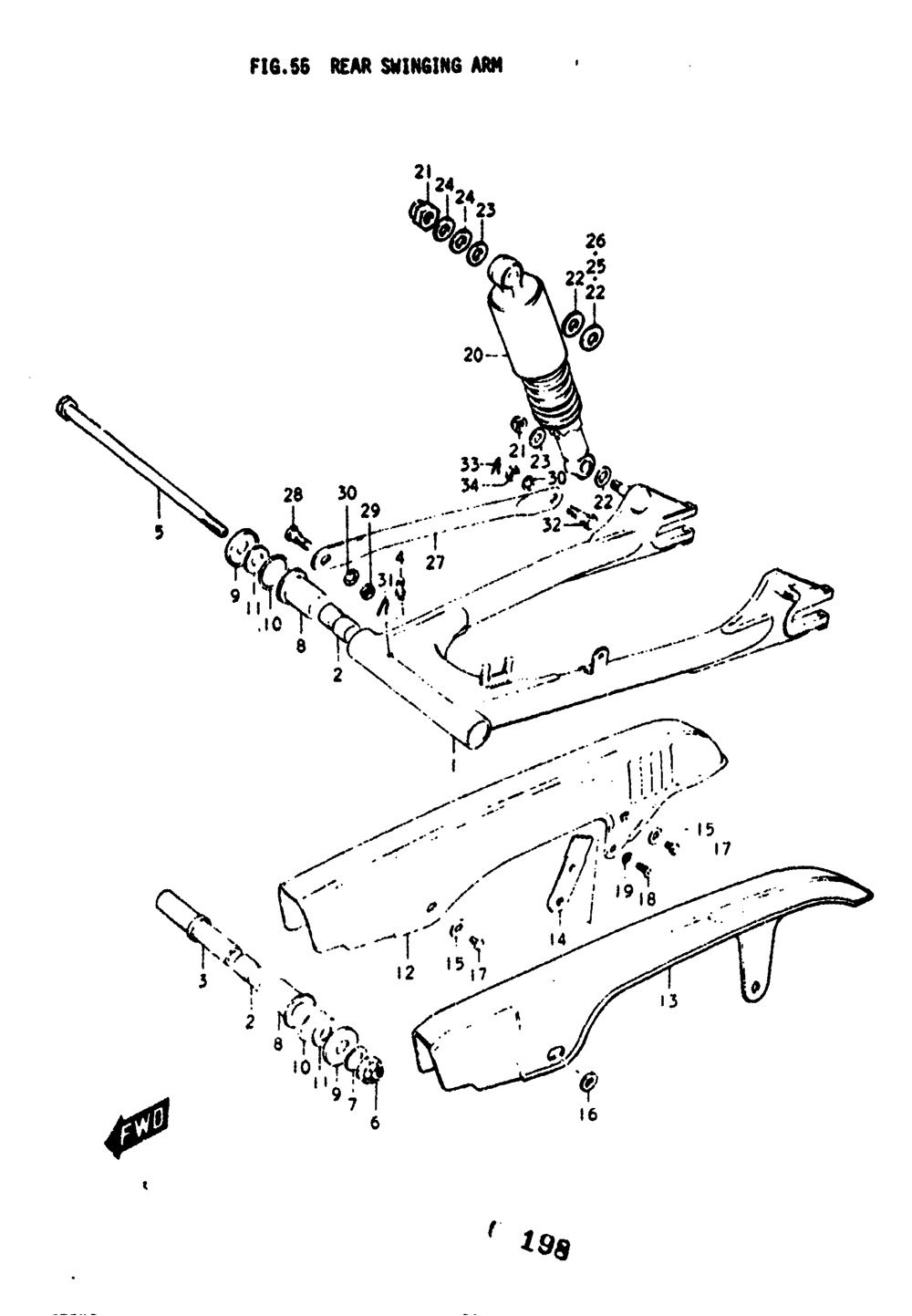 Rear swinging arm