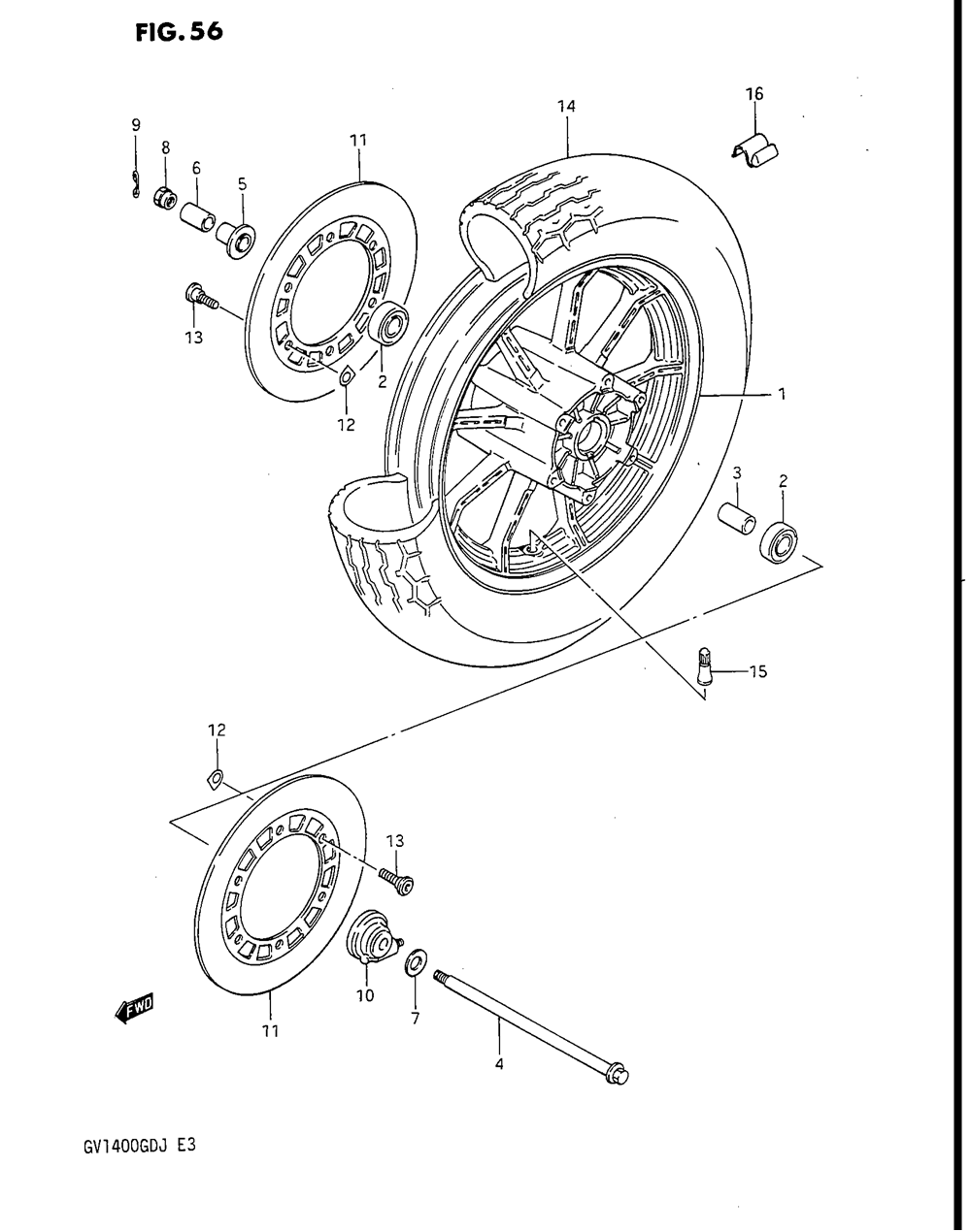 Front wheel (gv1400gdg_gtg ~f.no.103764)