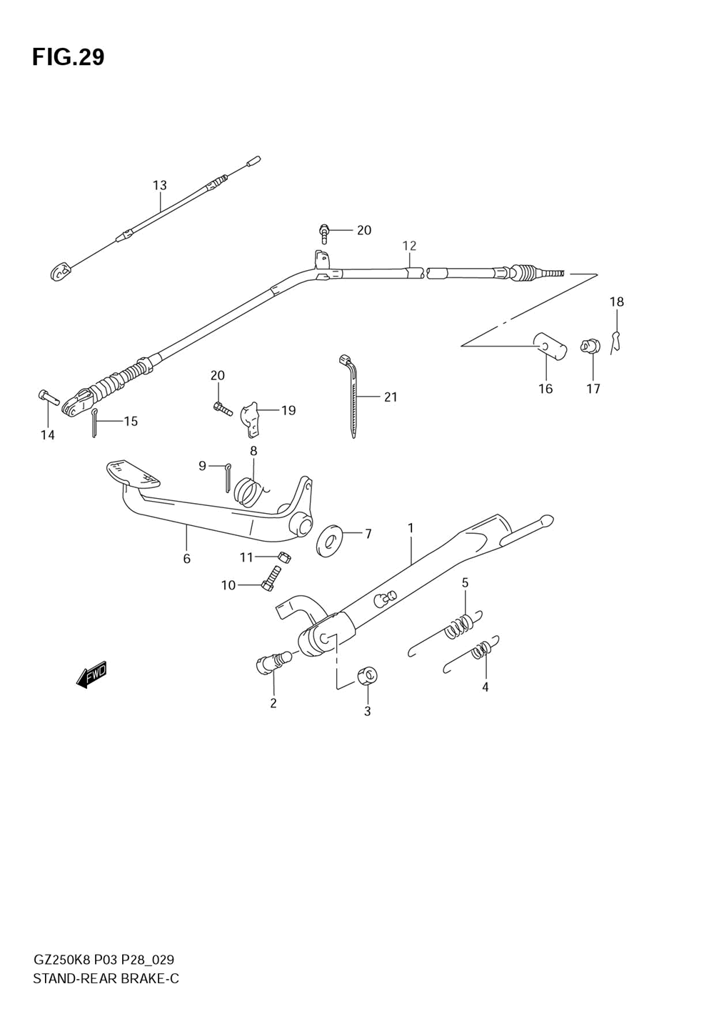 Stand - rear brake