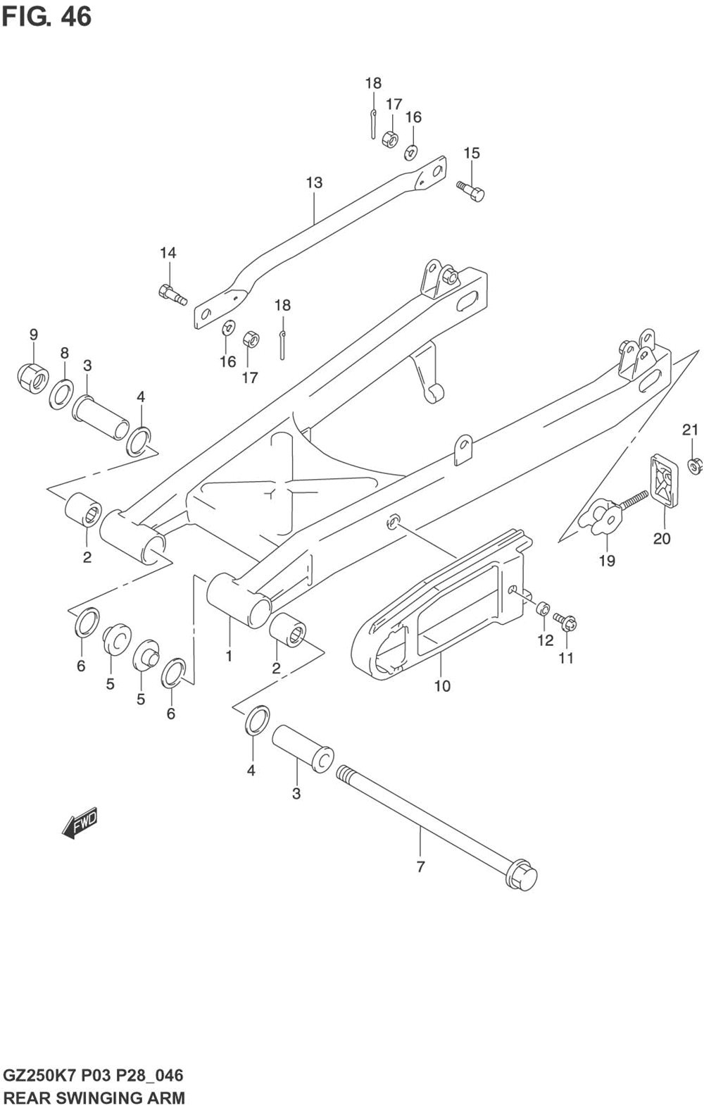 Rear swinging arm