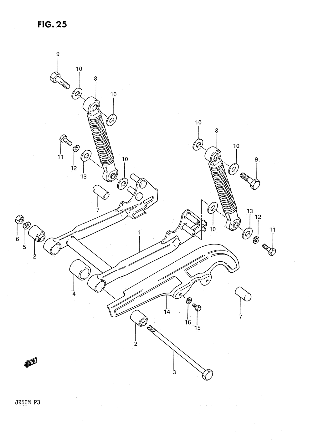 Rear swinging arm