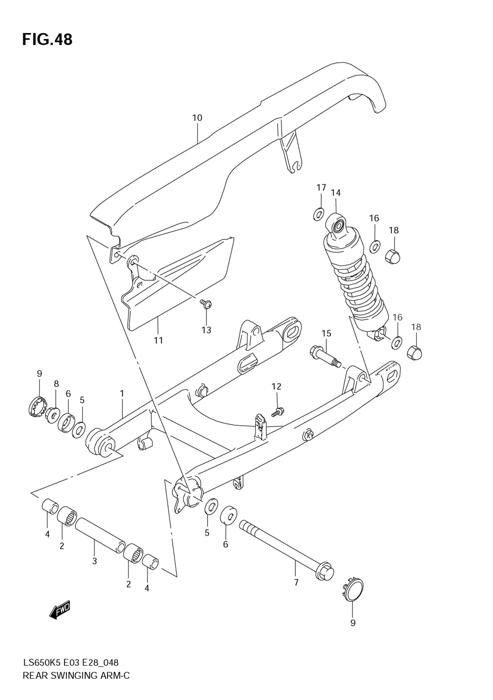 Rear swinging arm