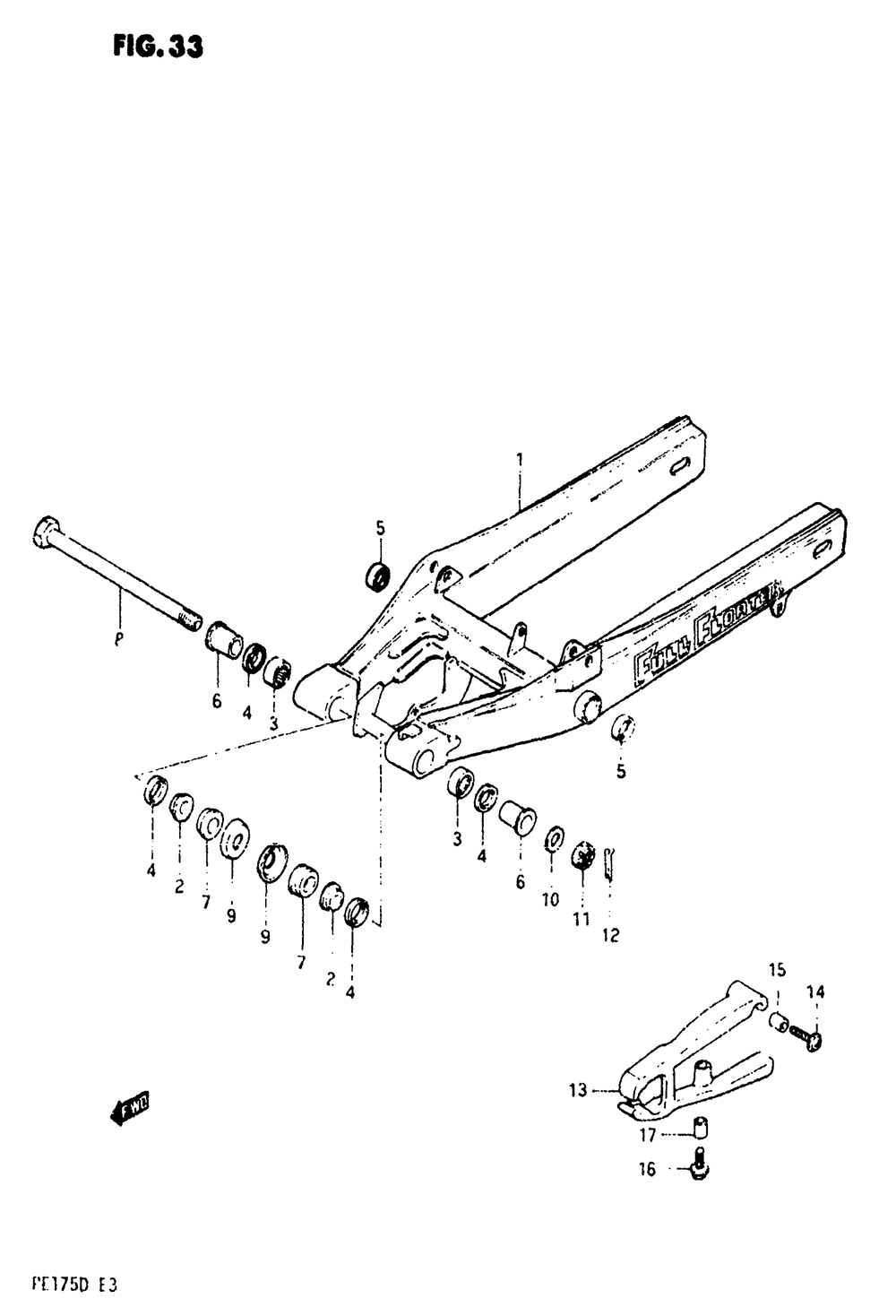 Rear swinging arm (model d)