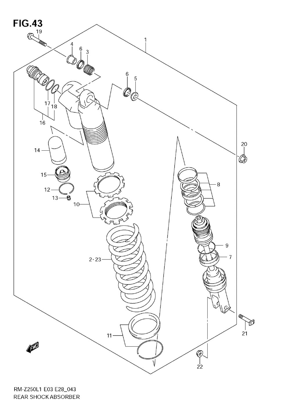 Rear shock absorber (rm-z250 l1 e28)