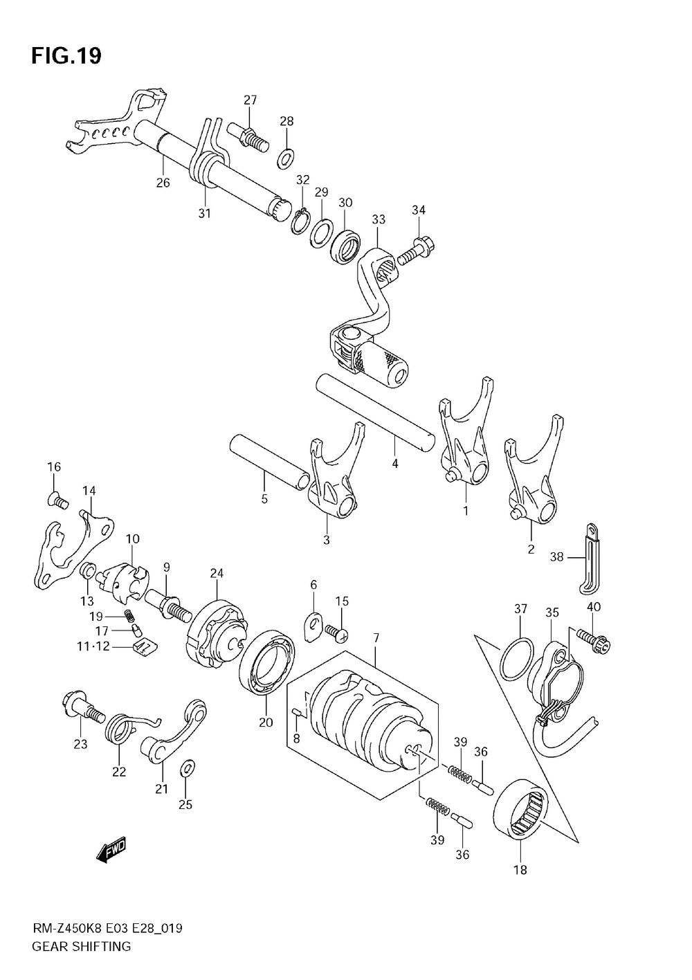 Gear shifting (rm-z450 k8_k9_l0)