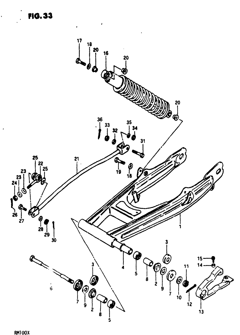 Rear swinging arm (rm100t