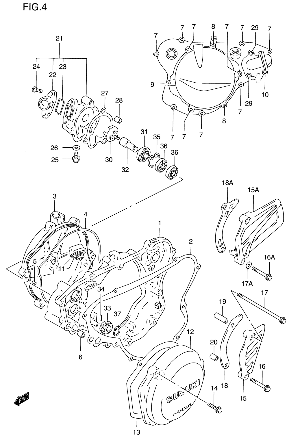 Crankcase cover-water pump (model t_v)