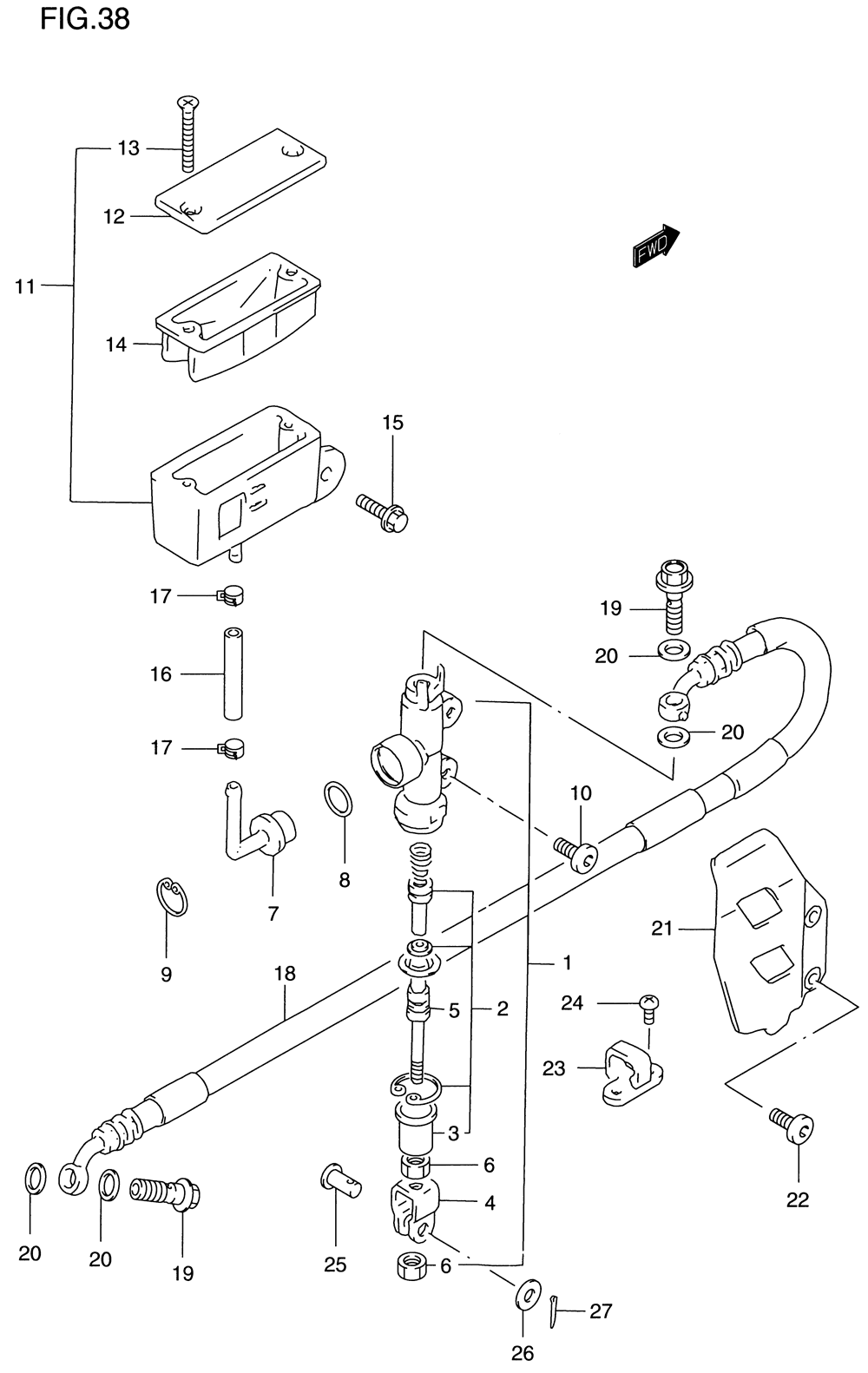 Rear master cylinder (model t)