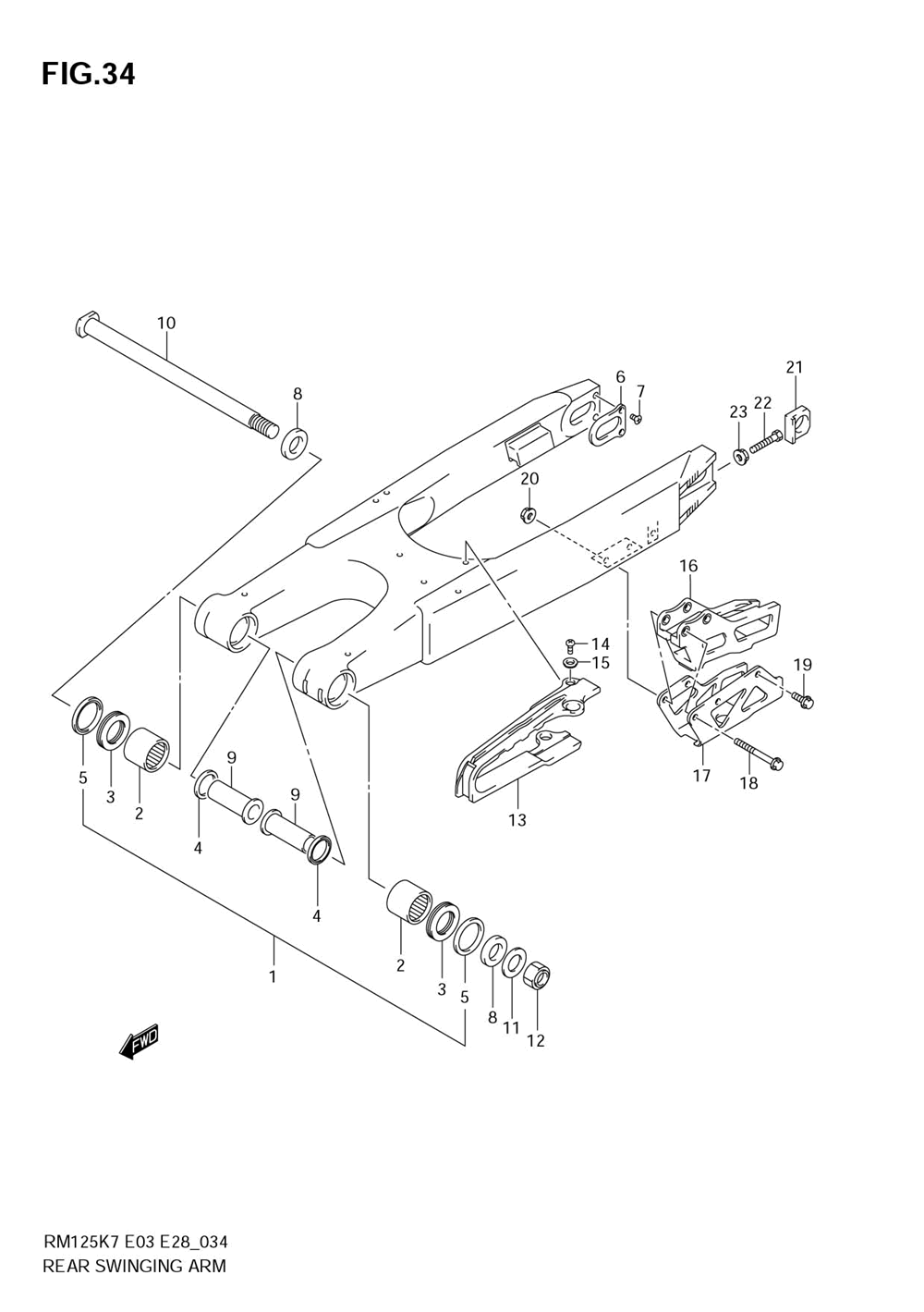 Rear swinging arm