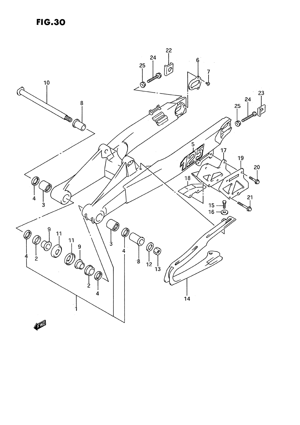 Rear swinging arm (model n)