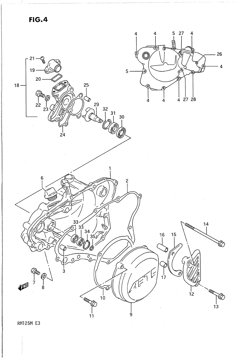 Crankcase cover- water pump (model k)