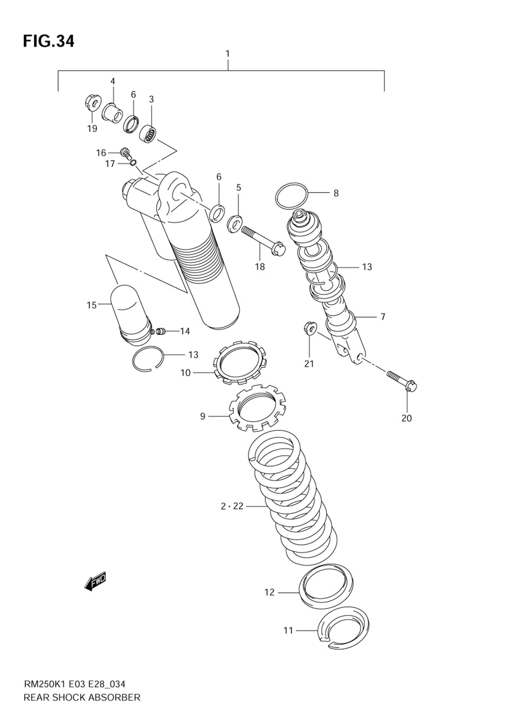 Rear shock absorber (model k1_k2_k3)