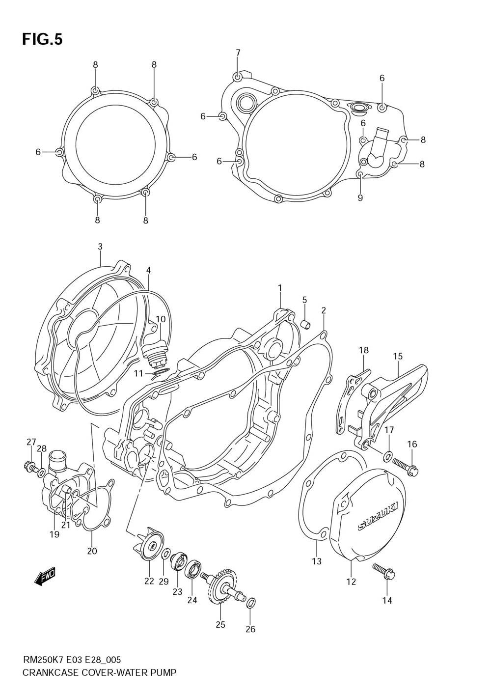 Crankcase cover-water pump