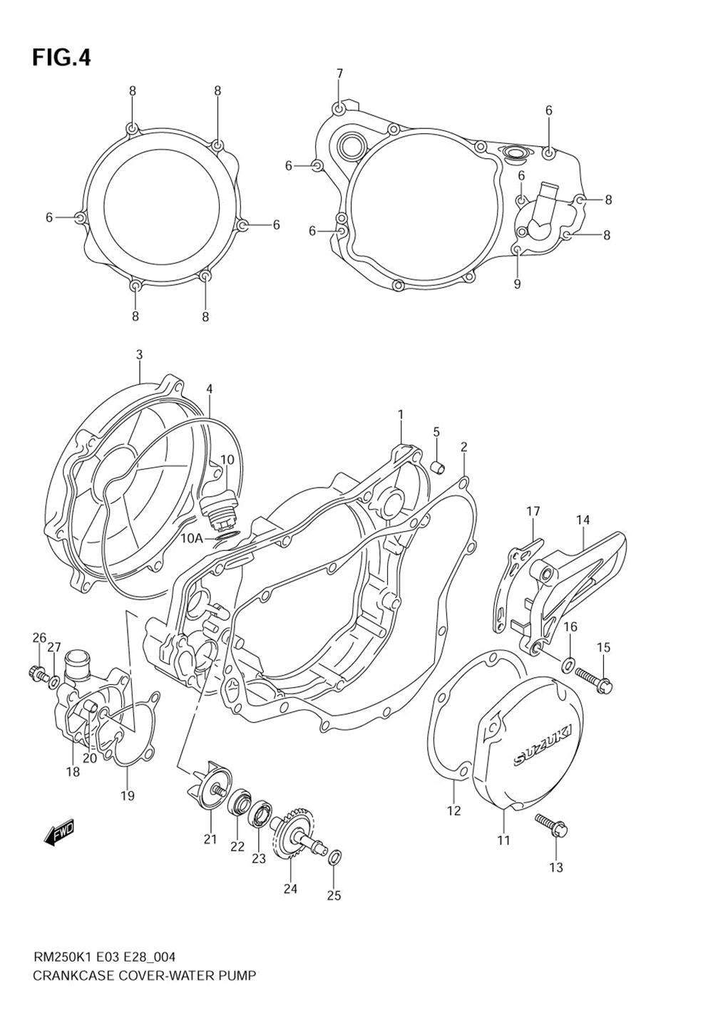 Crankcase cover- water pump (model k1_k2)