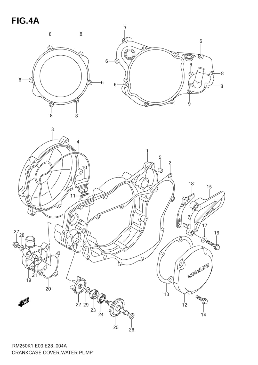 Crankcase cover-water pump (model k3_k4_k5)