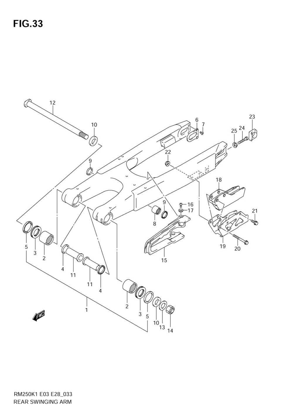 Rear swinging arm (model k1_k2_k3)