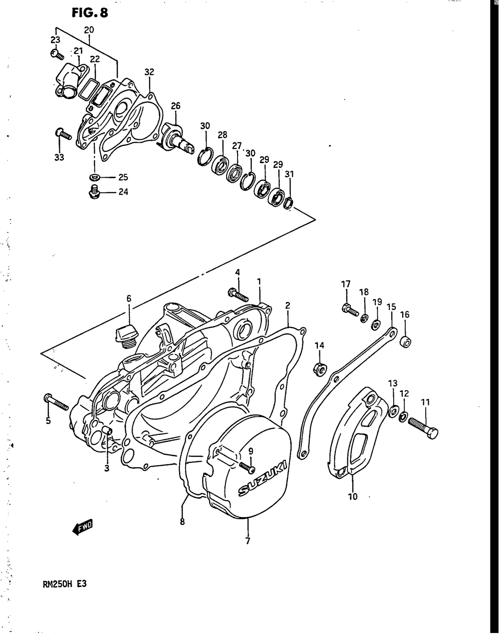 Crankcase cover - water pump (model h)