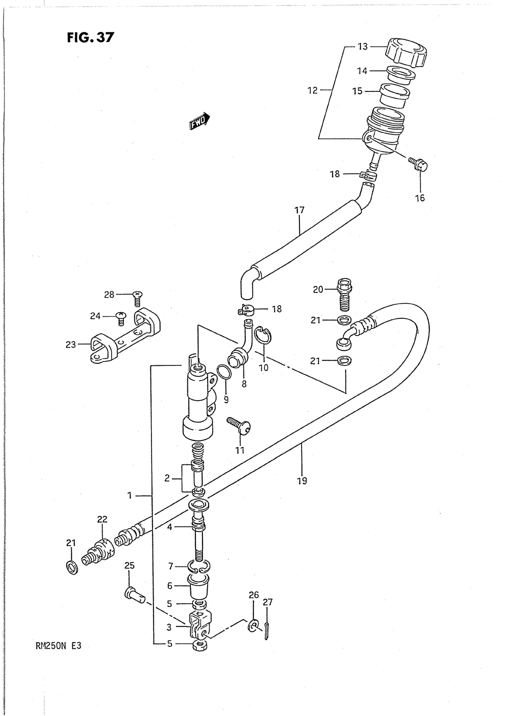 Rear master cylinder (model k)