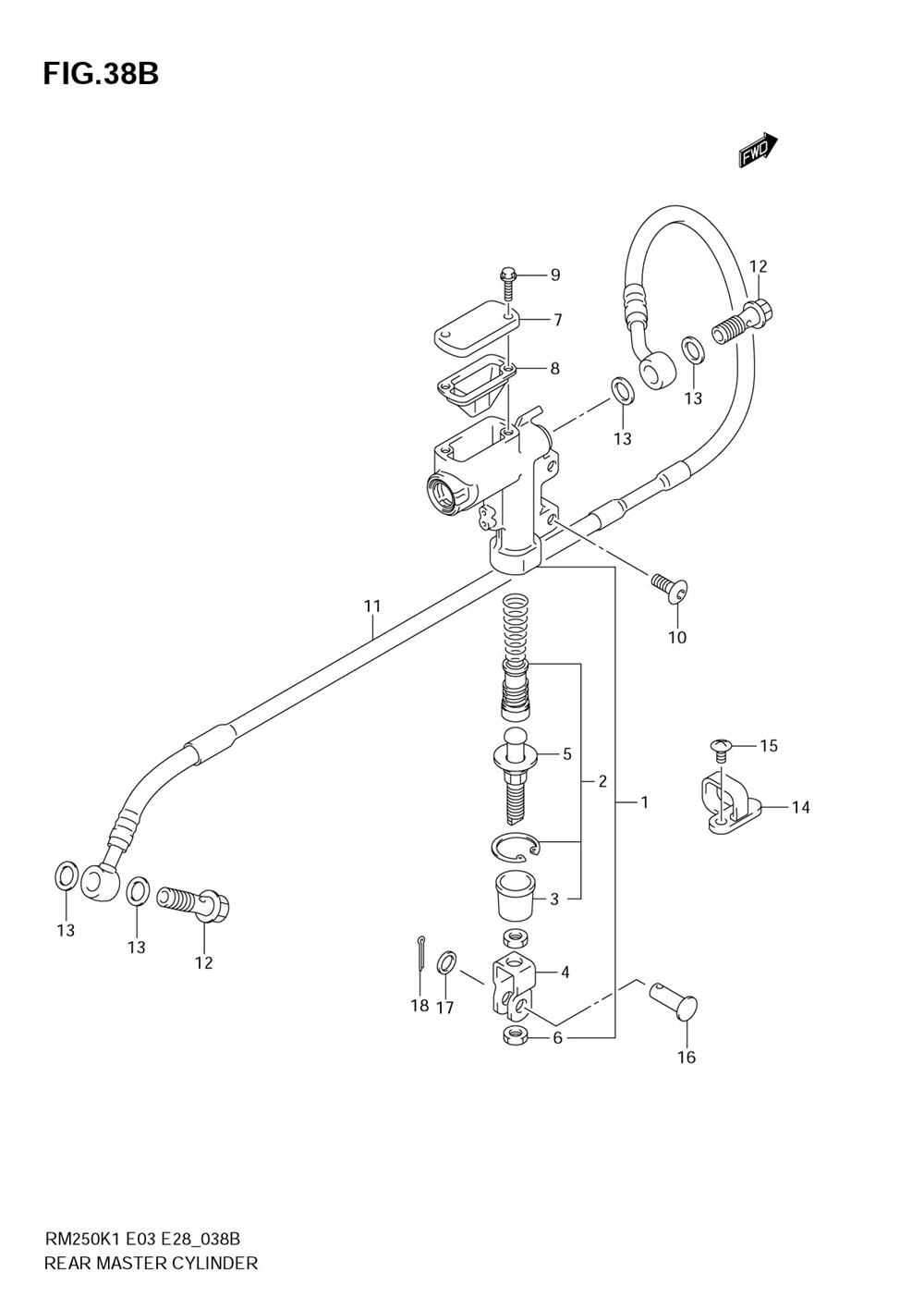 Rear master cylinder (model k4)